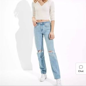 American Eagle 90s Straight Jeans Distressed Size 10 Long